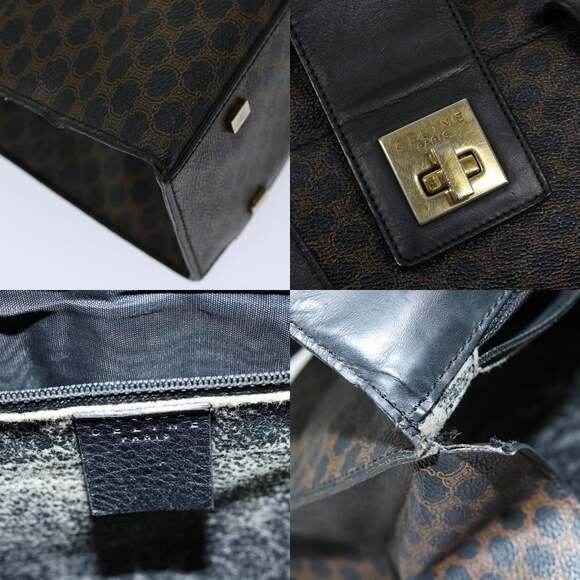 CELINE Macadam Canvas Hand Bag Pvc Black - Picture 11 of 13